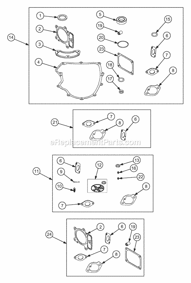 Service Kits Diagram and Parts List for RZT22 17AA5A7P710, 17AA5A7P712 Cub Cadet Lawn Mower